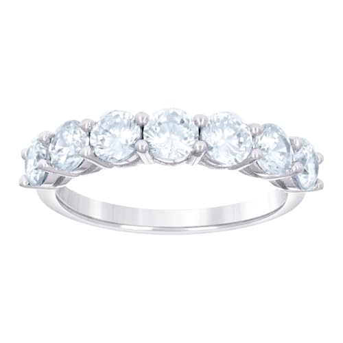 Damen-Ehering aus 925er Sterlingsilber, einreihig, Zirkonia, 4 mm breit, Größe 8, für Damen und Herren von JewelryWeb