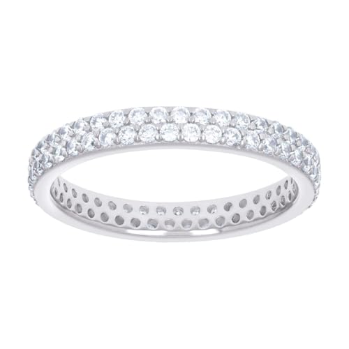 Damen-Ehering aus 925er-Sterlingsilber, mit Zirkonia, simulierter Diamant, Größe 6, Hochzeitsring für Damen und Herren von JewelryWeb