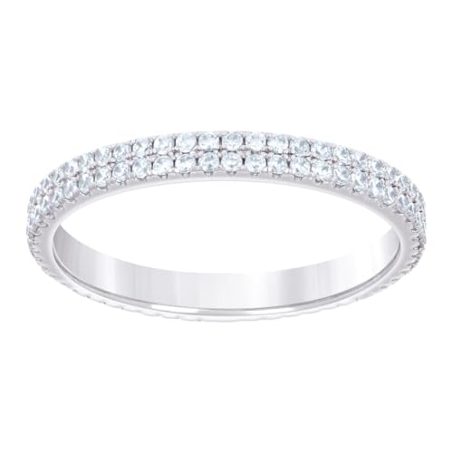 Damen-Ehering aus 925er-Sterlingsilber, mit Zirkonia, zweireihig, 2,4 mm breit, Größe 9, für Damen und Herren Damen-Ehering aus 925er-Sterlingsilber, mit Zirkonia, zweireihig, 2,4 mm breit, Größe 9, für Damen und Herren von JewelryWeb