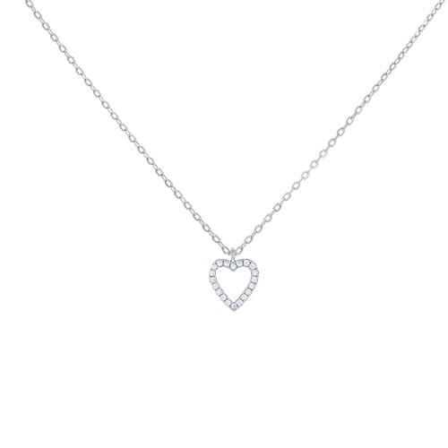 Damen-Halskette aus 925er-Sterlingsilber, mit Zirkonia, künstlicher Diamant, 16 + 5 cm, 11 mm lang, Anhänger für Frauen von JewelryWeb