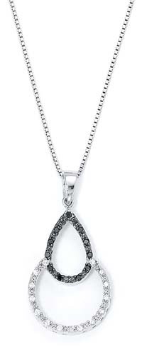 Damen-Halskette aus 925er-Sterlingsilber mit schwarzen und weißen Diamanten, One Size, Diamant Edelstein Metall, Diamant von JewelryWeb