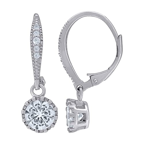 Damen-Ohrringe, 925er-Sterlingsilber, Zirkonia, künstlicher Diamant, rund, lang, baumelnde Ohrringe, Schmuck für Frauen, One Size, Zirkonia Edelstein Metall, Zirkonia von JewelryWeb