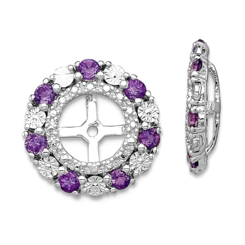 Damen-Ohrringe aus 925er Sterlingsilber, Amethyst, 13 x 13 mm breit von JewelryWeb