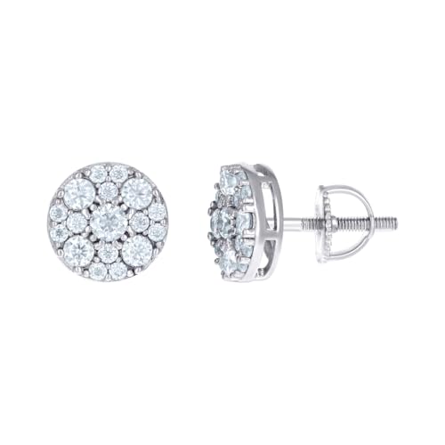 Damen-Ohrstecker, 925er-Sterlingsilber, Zirkonia, künstlicher Diamant, rund, modisch, 10 x 10 mm breit, Schmuckgeschenk für Mutter, One Size, Zirkonia Edelstein Metall, Zirkonia von JewelryWeb