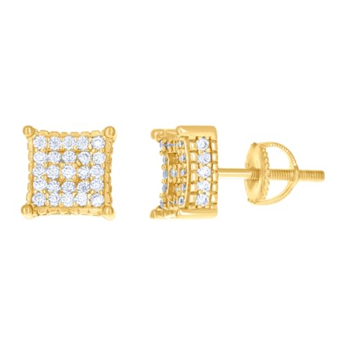 Damen-Ohrstecker aus 925er-Sterlingsilber, 0,78 Karat, Moissanit, quadratisch, 8,4 mm breiter Stolzenohrring für Frauen von JewelryWeb