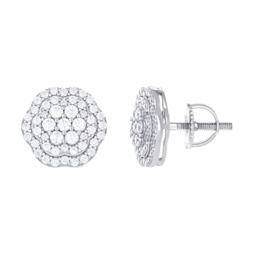 Damen-Ohrstecker aus 925er-Sterlingsilber, 1,1 Karat, Moissanit-Blume, 11,5 x 11,5 mm, breiter Ohrring für Frauen von JewelryWeb