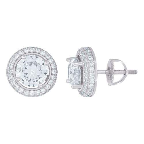 Damen-Ohrstecker aus 925er-Sterlingsilber, Moissanit, 2,48 Karat, 10 x 10 mm, breiter Ohrring für Frauen von JewelryWeb