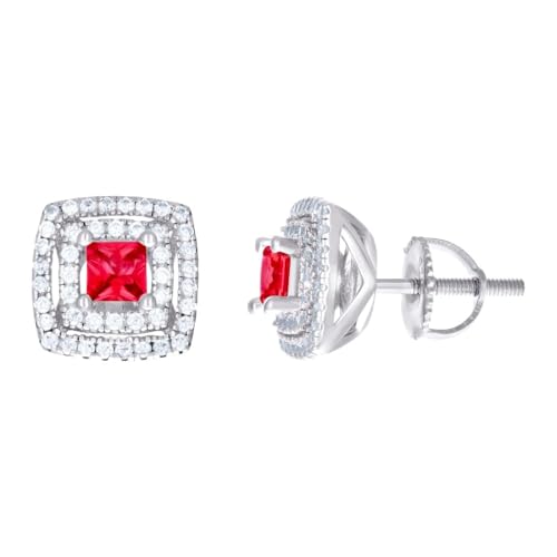 Damen-Ohrstecker aus 925er-Sterlingsilber, mit rundem Zirkonia, künstlicher Diamant, 9,8 x 10,2 mm breit, Schmuckgeschenk für Mutter, One Size, Zirkonia Edelstein Metall, Zirkonia von JewelryWeb