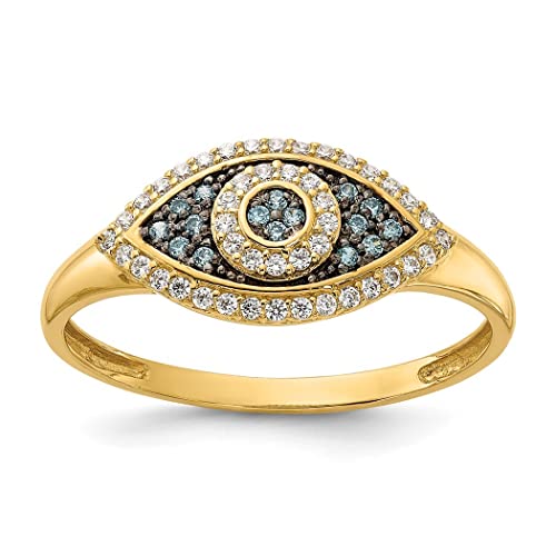 Damen-Ring, 9 mm, Gold, poliert, blau und weiß, Zirkonia, künstlicher Diamant, böser Blick, Größe N 1/20, Schmuck für Damen, Zirkonia von JewelryWeb