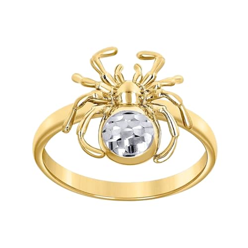 Damen-Ring aus 14 Karat zweifarbigem Gold, Messing, Spinne, 13,9 x 2,2 mm breit, Band-Stil für Damen von JewelryWeb