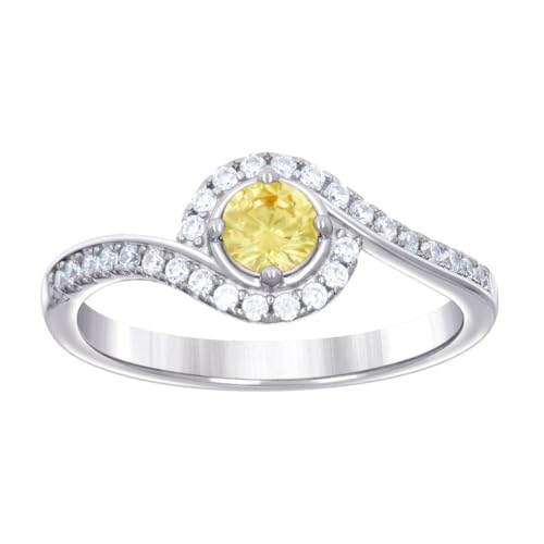 Damen-Ring aus 925er-Sterlingsilber, gelb-weißer Zirkonia, künstlicher Diamant, 5,8 mm breit, Band-Stil für Damen von JewelryWeb