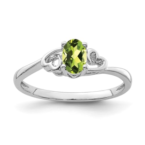 Damen-Ring aus 925er-Sterlingsilber, poliert, offene Rückseite, Peridot, Größe 7, Schmuck für Damen, One Size, Metall Edelstein Metall: Peridot, Peridot von JewelryWeb