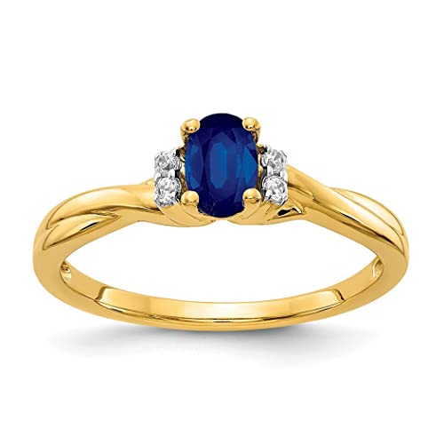Damen-Ring aus Gold mit Diamant und ovalem Saphir, Größe N 1/20, Schmuck für Damen, Weißer Diamant von JewelryWeb