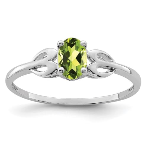 Damen-Ring aus poliertem 925er Sterlingsilber, 2 mm breit, Peridot-Ring, US 10 | EU 62.5 | DE 20 | JP 20 | UK T 1/2, Edelstein Metall Edelstein Metall Peridot, Peridot von JewelryWeb