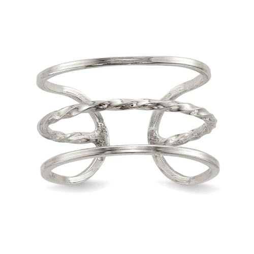 Damen-Ring aus poliertem 925er-Sterlingsilber mit geflochtenem Mittelsteg in der Mitte, US 8 | EU 57.75 | DE 18 | JP 16 | UK Q, Metall Sterling Silber Silber, Kein Edelstein von JewelryWeb
