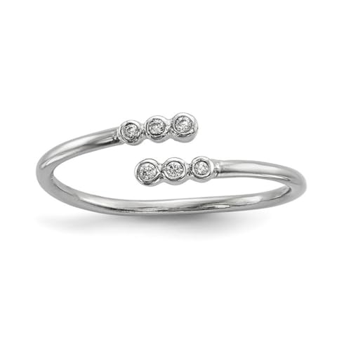 Damen-Ring aus rhodiniertem 925er-Sterlingsilber mit kubischem Zirkonia-Diamant, verstellbar, US 6 | EU 52.75 | DE 16.5 | JP 12 | UK M, Zirkonia-Edelstein. Metall, Zirkonia von JewelryWeb