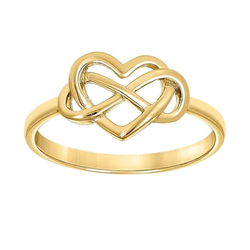 Damen-Ring mit Unendlichkeitssymbol, 14 Karat Gelbgold, 8,4 x 1,7 mm breit, Statement-Ring für Frauen von JewelryWeb