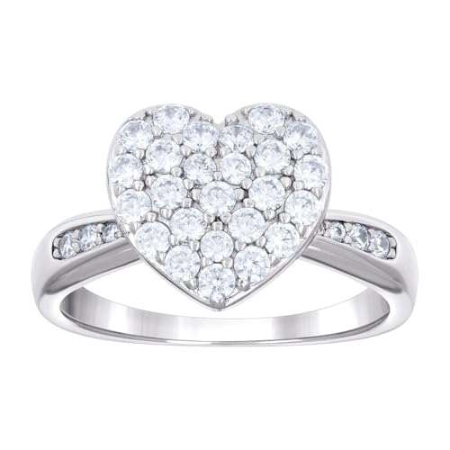 Damen-Verlobungsring aus 925er-Sterlingsilber, Zirkonia, simulierter Diamant, Liebesherz, 11,8 x 3,7 mm breit, Größe 8, Statement-Ring für Frauen Damen-Verlobungsring aus 925er-Sterlingsilber, Zirkonia, simulierter Diamant, Liebesherz, 11,8 x 3,7 mm breit, Größe 8, Statement-Ring für Frauen von JewelryWeb