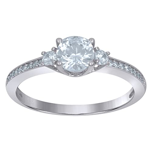 Damen-Verlobungsring aus 925er-Sterlingsilber, mit Zirkonia, künstlicher Diamant, Größe 6, Schmuck für Frauen, One Size, Cubic Zirkonia Metall Zirkonia Edelstein Metall:, Zirkon von JewelryWeb