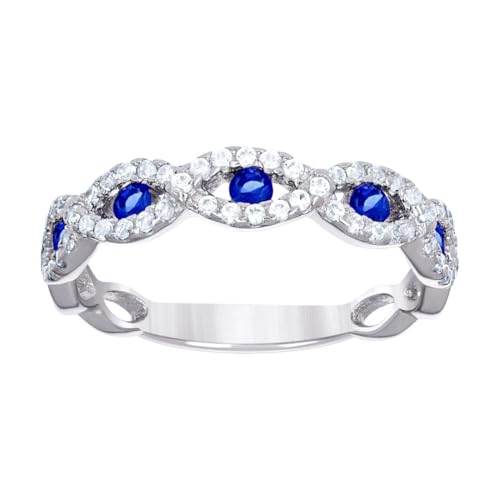 Damenring aus 925er-Sterlingsilber, blauer weißer Zirkonia, simulierter Diamant, 4,9 x 1,9 mm breit, Größe 6, Band-Stil für Frauen Damenring aus 925er-Sterlingsilber, blauer weißer Zirkonia, simulierter Diamant, 4,9 x 1,9 mm breit, Größe 6, Band-Stil für Frauen von JewelryWeb
