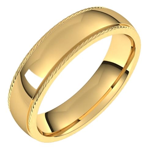 Ehering aus 14 Karat Gelbgold, halbrund, 5 mm, bequeme Passform, Größe 7,5, Schmuckgeschenk für Mutter Ehering aus 14 Karat Gelbgold, halbrund, 5 mm, bequeme Passform, Größe 7,5, Schmuckgeschenk für Mutter von JewelryWeb