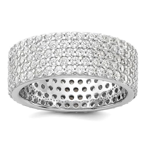 Ewigkeitsring aus 925er Sterlingsilber, rhodiniert, 6 mm, Zirkonia, simulierter Diamant, Größe 8, Ewigkeitsring für Damen und Herren von JewelryWeb
