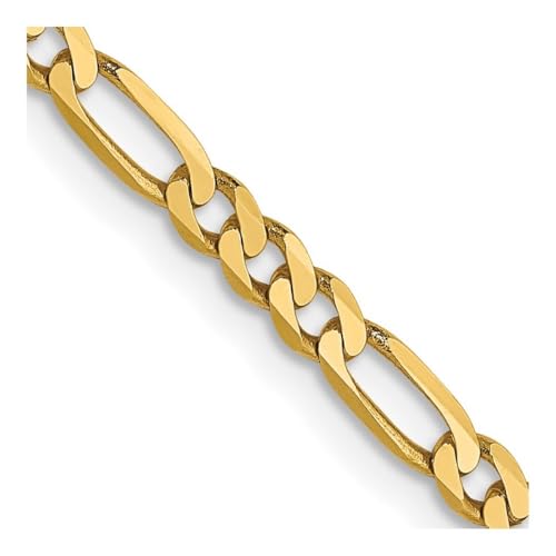 Figaro-Fußkettchen, 14 Karat Gelbgold, massiv, poliert, Karabinerverschluss, 2,75 mm, flach, 25 cm von JewelryWeb