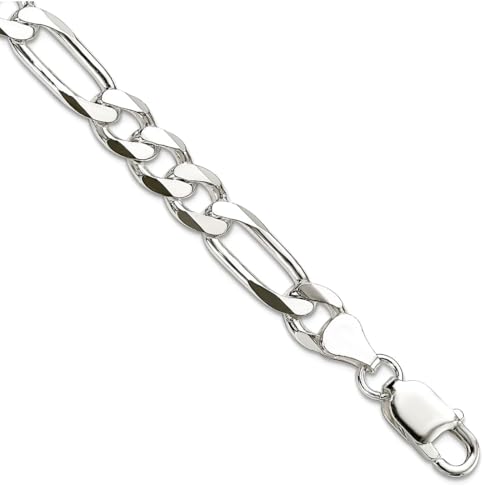 Figarokettenarmband aus 925er Sterlingsilber, 7,5 mm, 20 cm, Gliederarmband für Damen und Herren von JewelryWeb
