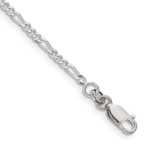 Figarokettenarmband aus 925er-Sterlingsilber, massiv, poliert, 2,25 mm, 20 cm, Karabinerverschluss, Gliederarmband für Damen und Herren Figarokettenarmband aus 925er-Sterlingsilber, massiv, poliert, 2,25 mm, 20 cm, Karabinerverschluss, Gliederarmband für Damen und Herren von JewelryWeb