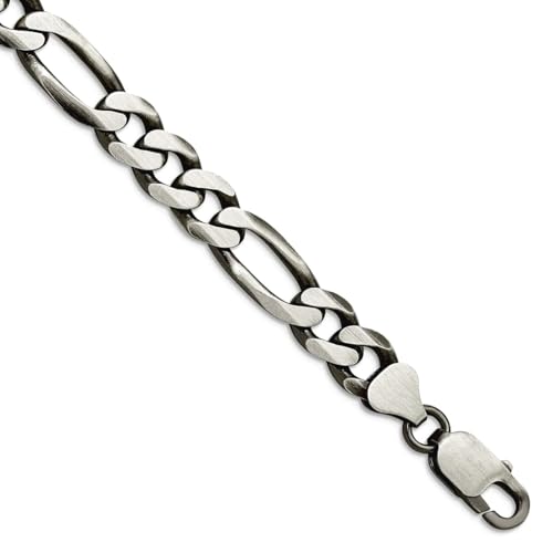 Figarokettenarmband aus 925er Sterlingsilber, oxidiert, 7,75 mm, für Damen und Herren, 23 centimeters, Metall Silber Sterling-Silber, Kein Edelstein Figarokettenarmband aus 925er Sterlingsilber, oxidiert, 7,75 mm, für Damen und Herren, 23 centimeters, Metall Silber Sterling-Silber, Kein Edelstein von JewelryWeb