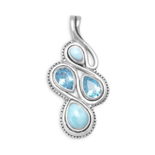 Figur 8 Stil oxidiertes 925er Sterlingsilber, Tropfenform, Larimar, Blautopas, Schmuck für Damen, Topas von JewelryWeb