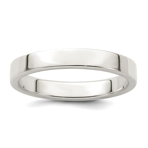 Flacher Ring aus poliertem 925er Sterlingsilber, 3 mm, für Damen und Herren, US 7 | EU 55.25 | DE 17.25 | JP 14 | UK O, Metall Sterling Silber Silber, Kein Edelstein von JewelryWeb