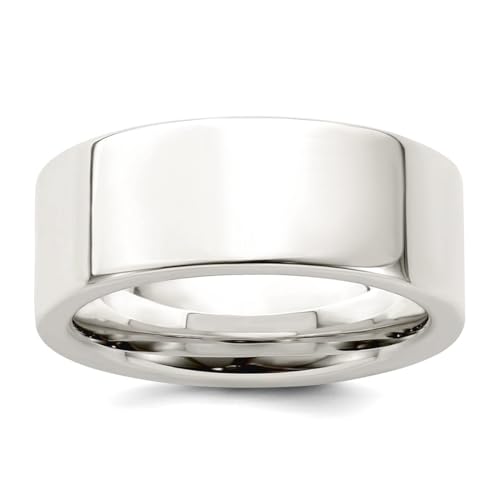 Flacher Ring aus poliertem 925er Sterlingsilber, 8 mm, bequeme Passform, flach, für Damen und Herren, US 7 | EU 55.25 | DE 17.25 | JP 14 | UK O, Metall Sterling Silber Silber, Kein Edelstein von JewelryWeb