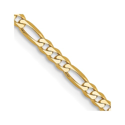 Flaches Figaro-Kettenarmband, 14 Karat Gold, 2,25 mm, 15 cm von JewelryWeb