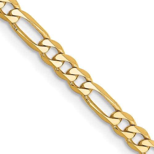 Flaches Figaroketten-Armband, 14 Karat Gold, 3 mm, 15 cm von JewelryWeb