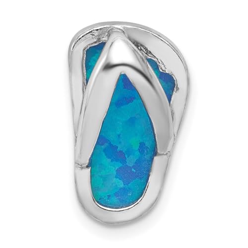 Flip-Flops aus 925er-Sterlingsilber, poliert, simulierter blauer künstlicher Opal, Maße: 17,2 mm lang, Schmuck für Damen, One Size, Metall Edelstein Aus Metall Opal, Erstellter Opal von JewelryWeb