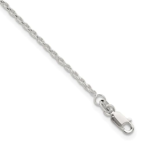 Fußkettchen aus 925er Sterlingsilber, mit Karabinerverschluss, verstellbar, funkelnd, Seil, 2 mm breit, Fußkettchen für Damen, 23 centimeters, Metall Silber Sterling-Silber, Kein Edelstein von JewelryWeb
