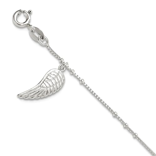 Fußkettchen aus 925er-Sterlingsilber, poliert, mit 1 ext Fußkettchen, 23 cm, 1 mm breit, Fußkettchen für Damen von JewelryWeb