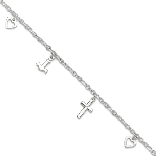 Fußkettchen aus poliertem 925er Sterlingsilber mit Karabinerverschluss für Damen, Längen-Optionen: 25 28, Metall Sterling-Silber Silber von JewelryWeb