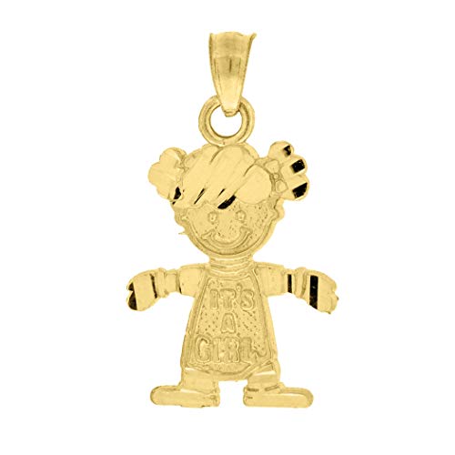 Gold DC Baby für Jungen oder Mädchen, Mädchen Höhe 23,4 mm x Breite 13,2 mm Charm-Anhänger Halskette von JewelryWeb