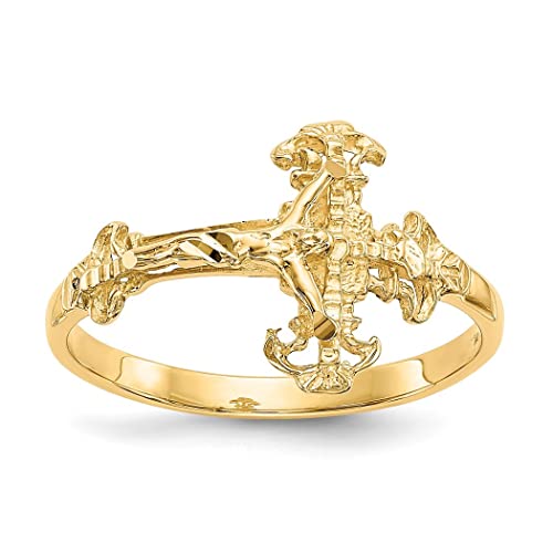 Goldfarbener Kruzifix-Ring mit funkelndem Schliff, Größe L 1/20, Schmuckgeschenke für Frauen von JewelryWeb