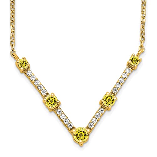 Halskette aus 14 Karat Gold, künstlicher Diamant und künstlicher gelber Saphir, Schmuck, Geschenke für Frauen von JewelryWeb