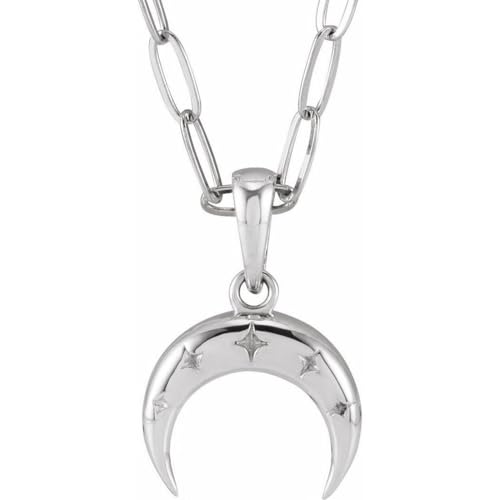 Halskette aus 925er-Sterlingsilber, 17,85 x 11,93 mm, poliert, Halbmond-Halskette, Schmuck für Damen, 46 cm, One Size, Metall Silber Sterling Silber, Kein Edelstein von JewelryWeb