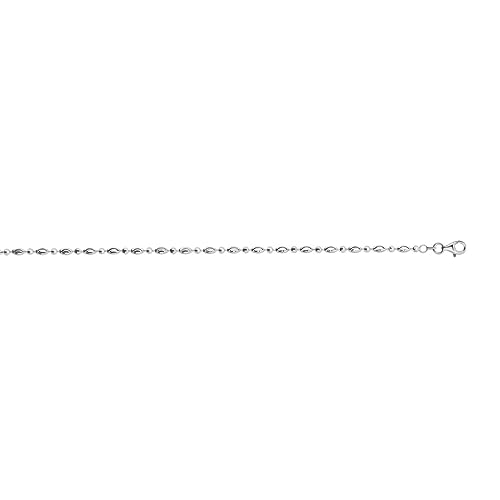 Halskette aus 925er-Sterlingsilber, 2,5 mm, himmlischer Mondschliff, ovale Perlenkette, Halskette mit Karabinerverschluss, rhodiniert, Schmuckgeschenke für Frauen, Längenoptionen: 41 46 51 von JewelryWeb