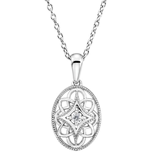 Halskette aus 925er Sterlingsilber, Diamant-Halskette, 0,03 Karat, Schmuck für Damen, 46 cm, One Size, Diamant Edelstein Metall, Diamant von JewelryWeb