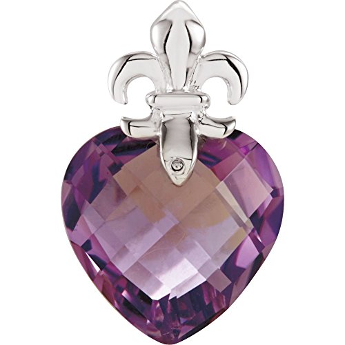 Halskette aus 925er-Sterlingsilber, Schachbrett-Amethyst-Anhänger, 13 x 13 mm, Schmuck für Damen, One Size, Metall Amethyst Edelstein Aus Metall, Amethyst von JewelryWeb