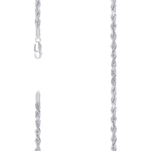 Halskette aus 925er-Sterlingsilber, hohl, rhodiniert, 4 mm, 61 cm, für Damen und Herren von JewelryWeb