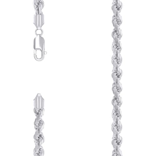 Halskette aus 925er-Sterlingsilber, hohl, rhodiniert, 5,3 mm, 46 cm, für Damen und Herren von JewelryWeb