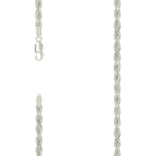 Halskette aus 925er-Sterlingsilber, hohle Kordelkette, 4,8 mm, 61 cm, für Damen und Herren von JewelryWeb
