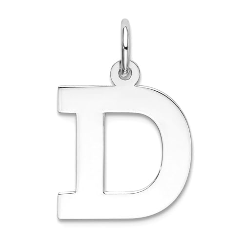 Halskette aus 925er-Sterlingsilber, massiv, poliert, mittelgroß, D-Charm-Anhänger, 19 x 13 mm breit, Schmuck für Damen Halskette aus 925er-Sterlingsilber, massiv, poliert, mittelgroß, D-Charm-Anhänger, 19 x 13 mm breit, Schmuck für Damen von JewelryWeb